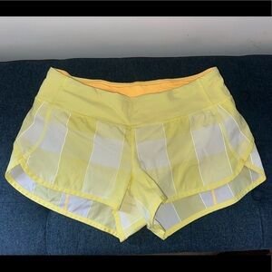 Lululemon Yellow Speed Up Shorts